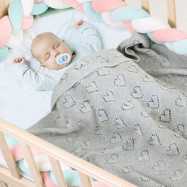 mimixiong babyfilt tillverkad av 100% bomull - mysig stickad filt idealisk som nyfödd
