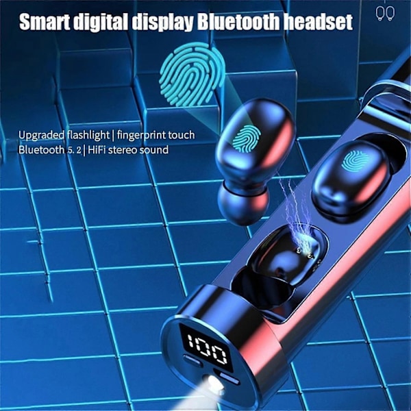 Digital display touch trådlöst 5.0 binauralt bluetooth headset med effektvisning