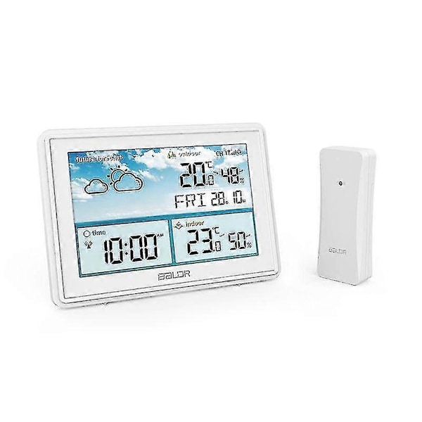 Trådlös Digital Väderstation med Färg LCD-Display, Termometer, Hygrometer, Väderprognossensor, Frostpunkt, Kalender och Väckarklocka