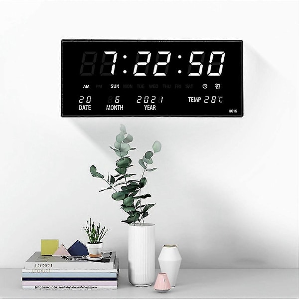 LED Evighetskalender Elektronisk Klocka Digital Väggklocka Blå