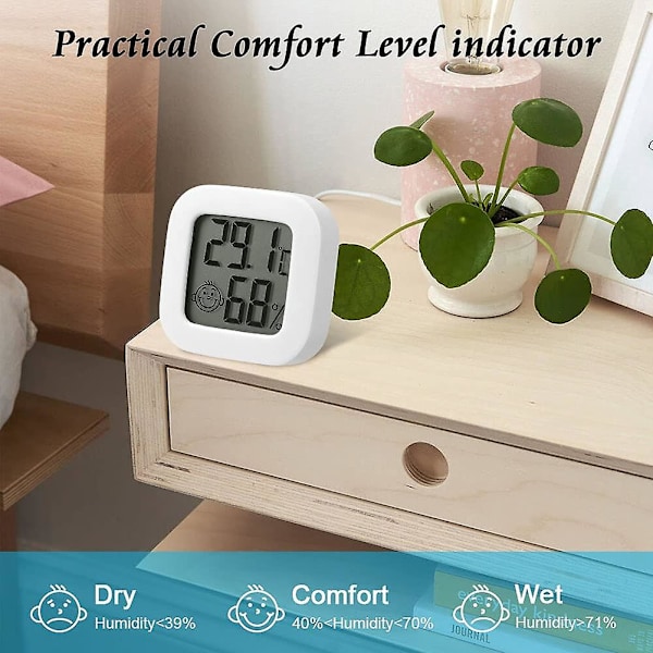 Inomhustermometer Hygrometer, 2 st Mini Hög Noggrannhet Digital Inomhus Hygrometer Termometer, Exakt Termometer och Hygrometer för Hem, Kontor, Re