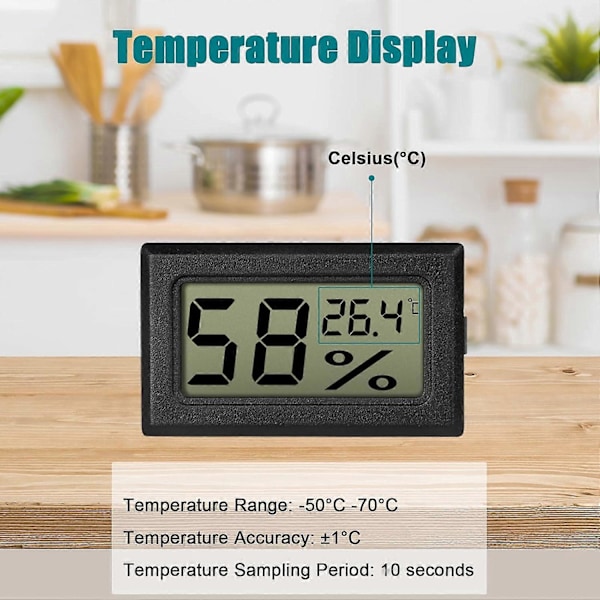 Mini Hygrometer Termometrar Digital Inomhus Fuktighetsmätare med Temperatursensor för Växthus Bilar, Hemmakontor, Celsius (C)