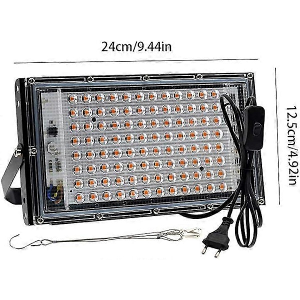 LED Växtlampa Fullspektrum Panellampa för Inomhusväxter Blommor Mikrogrönt Suckulenter (100W)