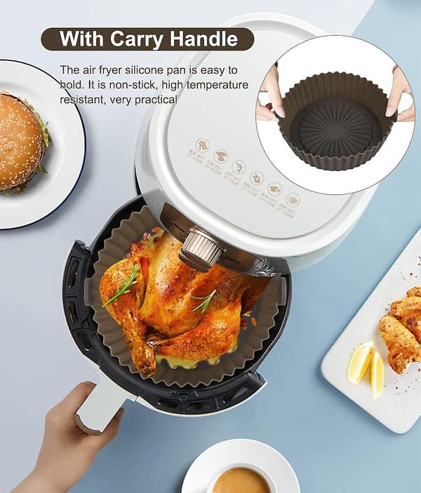 16,5 cm silikonkruka för airfryer, 2 par