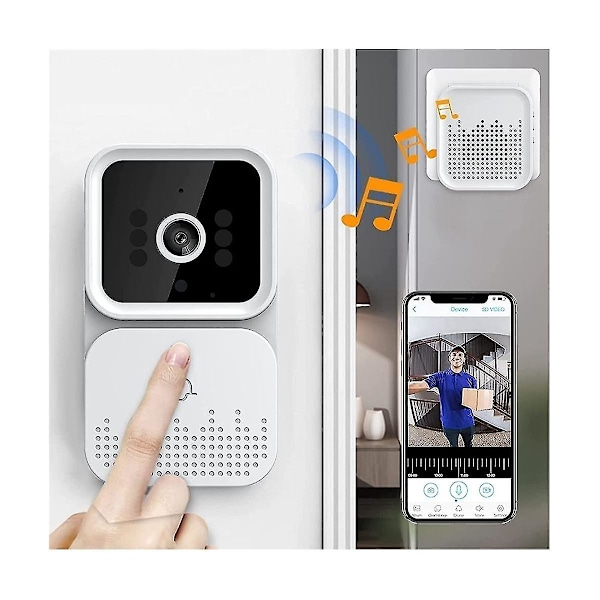 Trådlös Fjärrkontroll Dörrklocka Intercom HD Mörkerseende Wifi Laddning Stöldskydds Dörrklocka