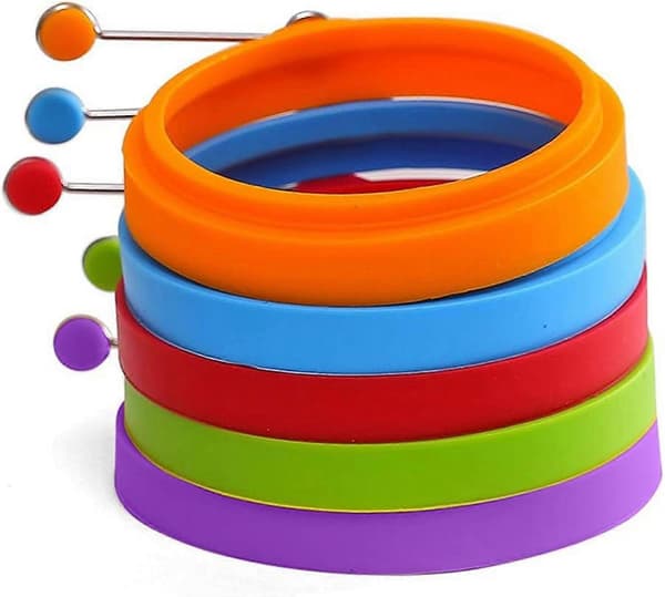 5-pack Silikon Non-Stick Äggring Rund Omelettform För Frukostlagning