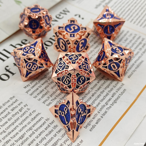 Handgjorda Metall DND Tärningar för Rollspel | DnD Tärningsset | Dungeons and Dragons Tärningar | DnD Tärningsset för Julklapp | Metall Tärningsset