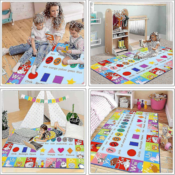 Lekmatta för barn Extra Stor Lekmatta Abc Bokstäver, Siffror, Studierum Sovrumsmatta, 100x150