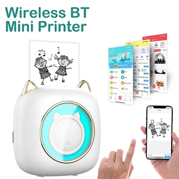 Mobil Miniskrivare, Fotoskrivare, Portabel Mini Bluetooth-skrivare Termisk Skrivare, Trådlös Termisk