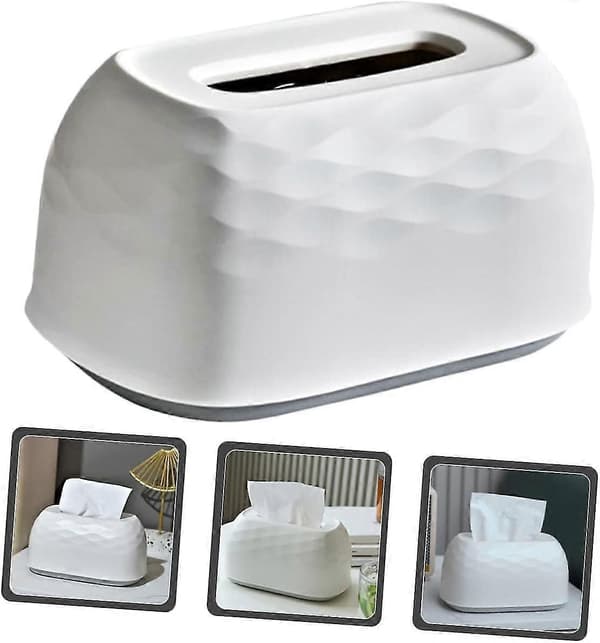 Bordsplacerad Tissue Box Lätt Lyx Korrugerad Tissue Box Tissue Förvaringsbox Vit