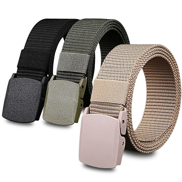[3-pack] Taktiskt herrbälte vävt canvas utomhus justerbart webbälte