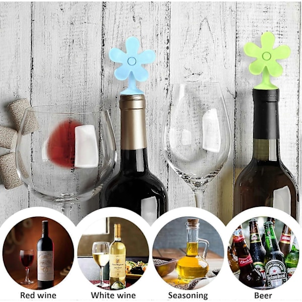 4 st Silikon Vinproppar i Blomform, Dryckesflaskförslutare Vinkorkar Flaskförslutare Vinflasklock Ölflasksparare