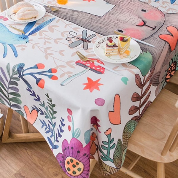 Bordsduk, rektangulär fläckbeständig tryckt polyester tvättbar bordsduk för buffébord, högtidsmiddag, inomhus- och utomhusbruk (55 tum)