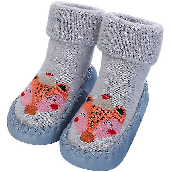Baby Toddler Vinter halkfria varma mjuka bomullsskor Animal C Light blue 16cm