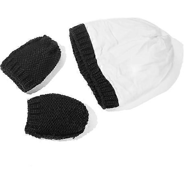 Nyfödd Baby Vintermössa och Vantar Set Spädbarn Småbarn Varm Stickad Mössa och Vante Set för Pojkar Flickor Svart, S