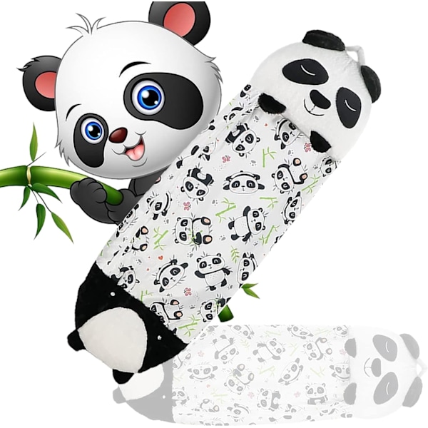 Sovsäckar för barn, Panda Kudde & Sleepy Sack Portabel och Vikbar, Lättviktig och Andningsbar, 2 i 1 Kudde & Sovsäckar för Vår och Sommar