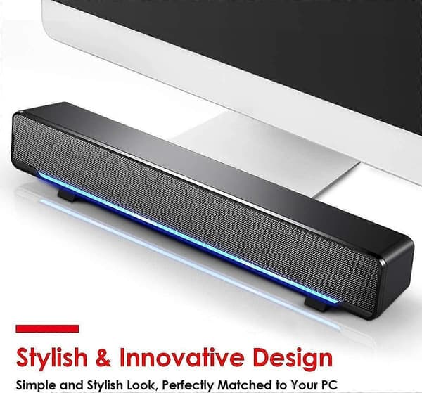 USB-driven Soundbar-högtalare för dator, stationär dator, bärbar dator, PC, svart (Bluetooth)