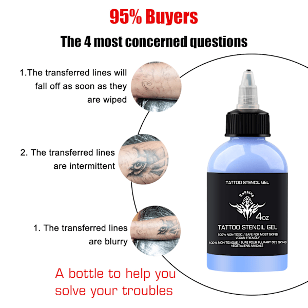 Tuffking Tatuering Transfer Gel Tatueringar Transfer Salva, Långvarig Solid Färg Tatueringar