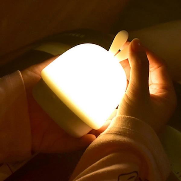 LED Silikongel Klapp Nattlampa Söt Kanin Klapp Lampa Silikon USB Nattlampa Touch Sensor Atmosfär Lampa Sovrum Sänglampa för Barn Baby