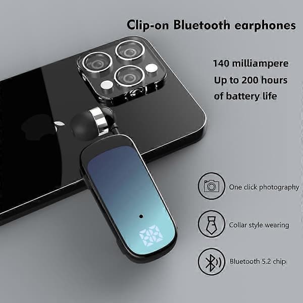 20 timmars arbetstid Mini Trådlöst Bluetooth Headset Handsfree Samtalspåminnelse Vibrationsheadset