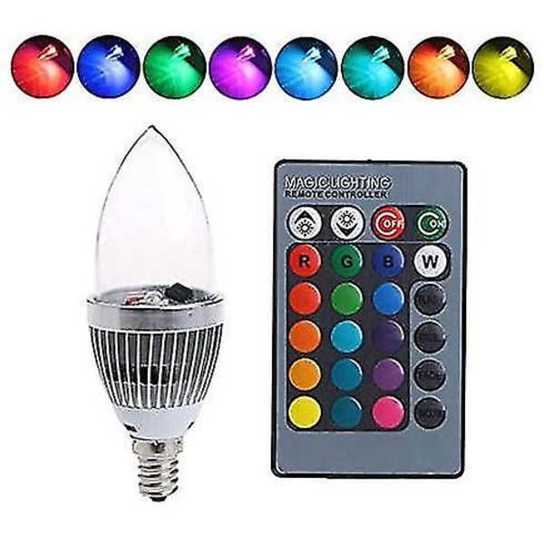 LED-lampa, 3W RGB 16 Färger Ändrande Dagsljus LED-ljus Nattlampa (E14)