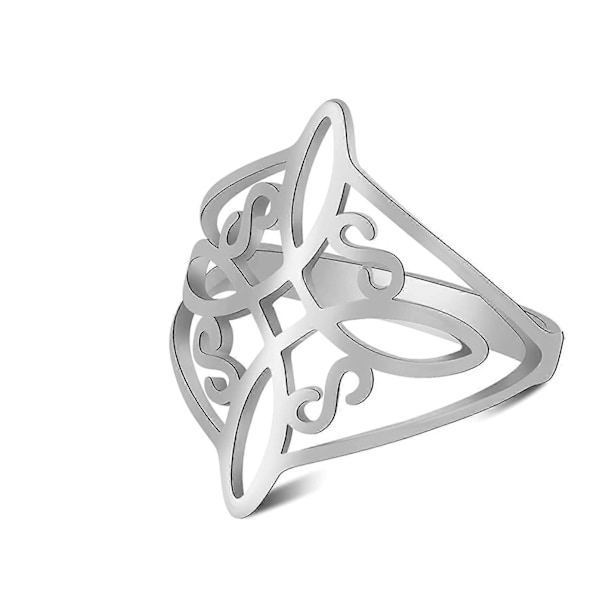 Häxknut Ring för Kvinnor Rostfritt Stål Keltisk Kvaternär Wicca Geometrisk Stil Häxknut Amulett Smyckesgåva (10 Silver) 10 Rostfritt Stål Inga Ädelstenar