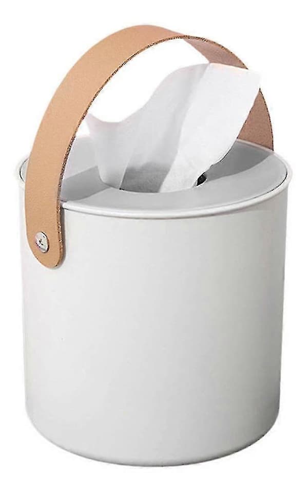 Tissuebox med läderhandtag, hushålls-tissuebox, tissueförvaringslåda, rull-tissuebox (B