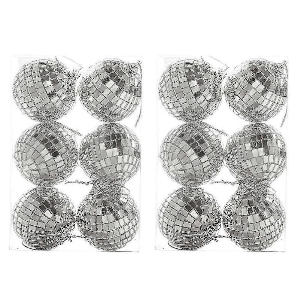 Silverfärgad discokula juldekoration med glitter för jul och fest