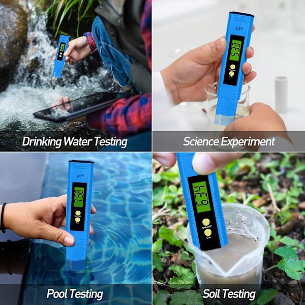 PH-mätare pH TDS och EC Temperaturtestare BIO 5 i 1 Vattenkvalitetstestare med LCD-display, Digital Vattenkvalitetstestare (ATC) för Dricksvatten, Ele