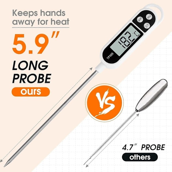 Kökstermometer, Digital termometer med lång sond, Direktavläsande matlagningstermometer