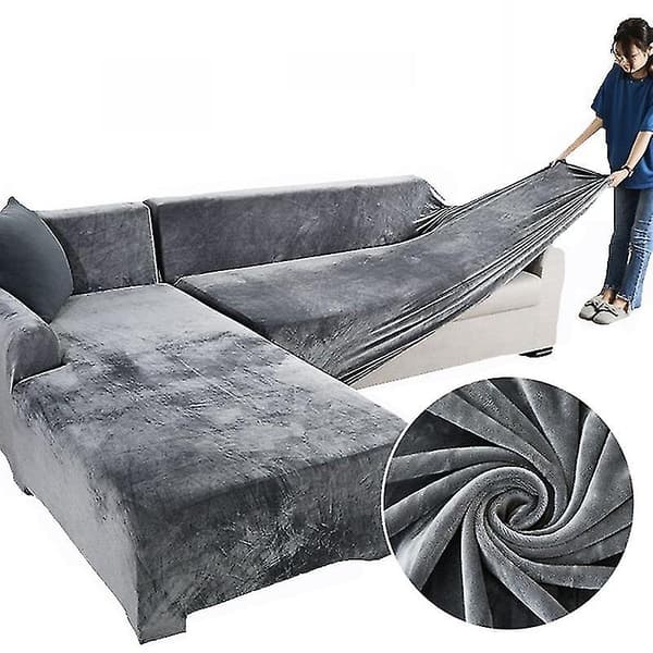 Hem Sammet Plysch L-formad Soffa Sammet Överdrag För Vardagsrum Elastisk Sofföverdrag Schäslong Hörna Stretch Sofföverdrag