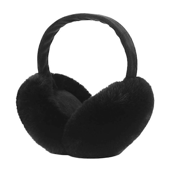Öronmuffar Skidtillbehör Fluffiga Vikbara Polar Fleece Tyg Stickade Öronvärmare Termiskt Öronskydd mot Vind Gåva för Vintern, svart