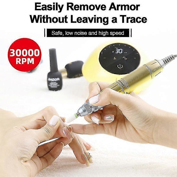 40000rpm Nagelborr Manikyr Maskin med HD Display Elektrisk Nagelborr Fräs Hög Hastighet N