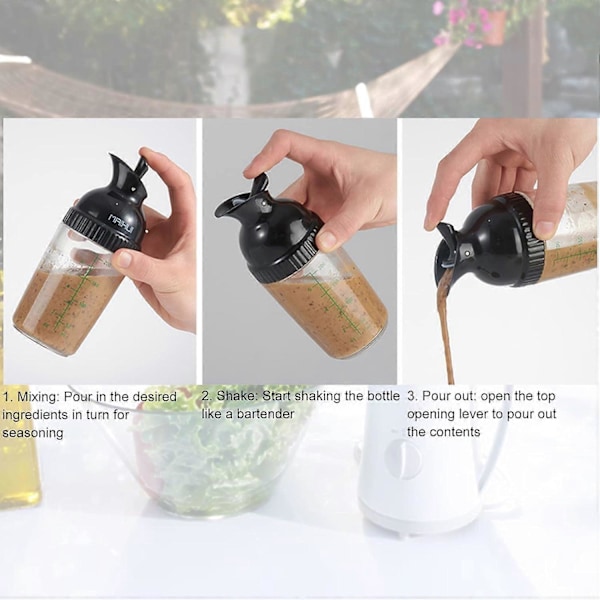 200ml Lättgreppad Salladsdressing Shaker, Läcksäker Behållare, Universal Såsblandare, med Skala Köksredskap, 5.5x17cm