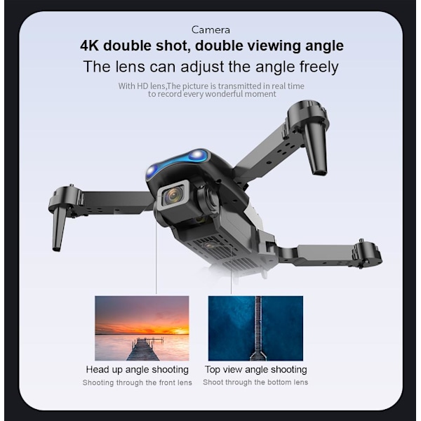 Mini Drönare Dubbel Kamera Växling FPV Flygfotografering RC Helikopter Headless Mode Vikbar Quadcopter Drön Barnleksaker Present