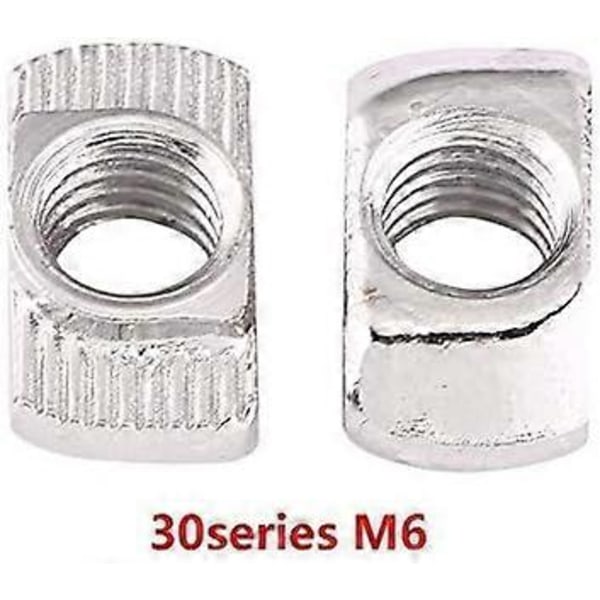 Set med europeiska standard T-spårsmutter i förzinkat kolstål för aluminiumprofil (Gänga x Längd x Bredd):(EU30-M6 15.5mm 8mm)