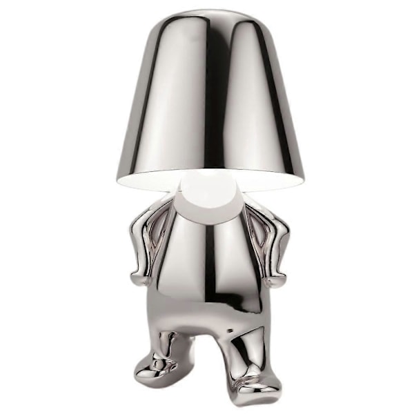 Sängbordslampa med Touch, Liten Man Staty LED Bordslampa, USB Uppladdningsbar Nattlampa, 3 Hastigheter Dimning, Dekorativ Bordslampa för Heminredning