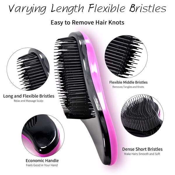 3st Detangler Brush Glide Thru No Pain Tangle Free (svart)