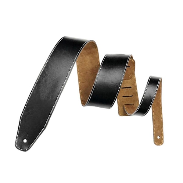 Tjock Universal Gitarr Axelrem Elektrisk Gitarr Rem Bälte Axelvadd Justerbar Mjuk Läder Gitarrrem Svart