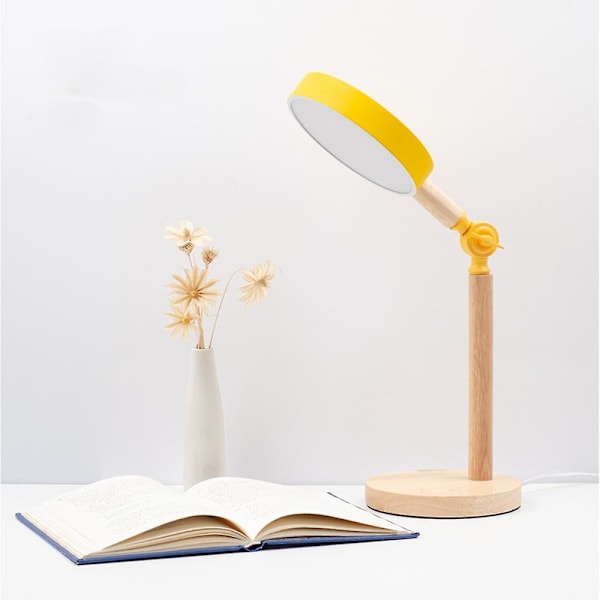 Modern LED Bordslampa Rund Huvud Knappkontroll Ögonskydd Mjukt Ljus Lämplig För Läsrum Och Studio Samt Vardagsrum (gul)