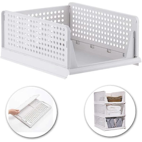 Stapelbar Klädförvaringskorg Skåp Lådhylla DIY Avdelare Separator för Garderob Skåp Kök Kontor (Gul - 4-pack)