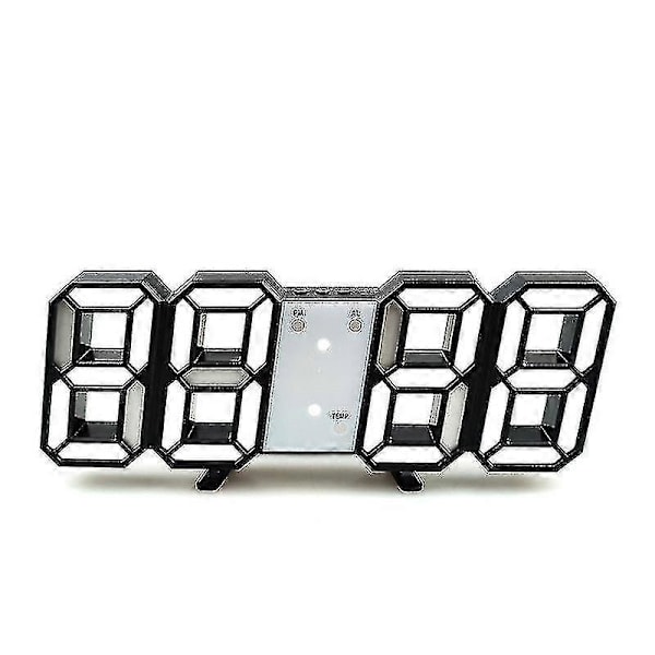 LED Digital Skrivbordsklocka 3D Liten Väckarklocka Svart 25.2cm Heminredning Tyst Dimbar Snooze Tidsminne 12/24 Datum Temperatur Nattlampa