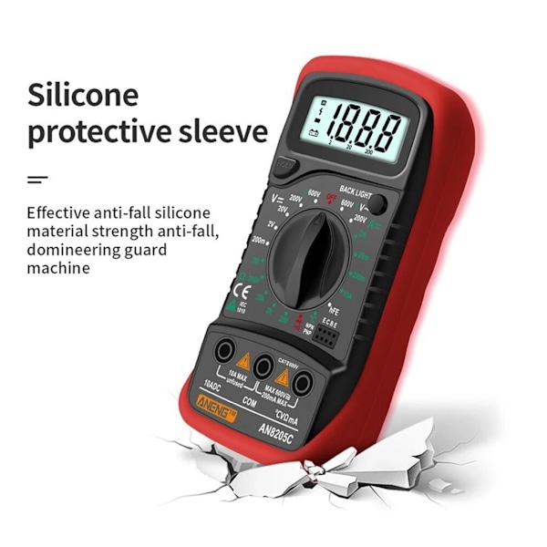 ANENG AN8205C Digital Multimeter AC DC Amperemeter Volt Ohm Testare Multimetro Med Termoelement LCD Bakgrundsbelysning