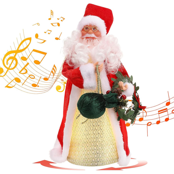 Elektrisk musikalisk jultomte med universal hjul Walking Santa