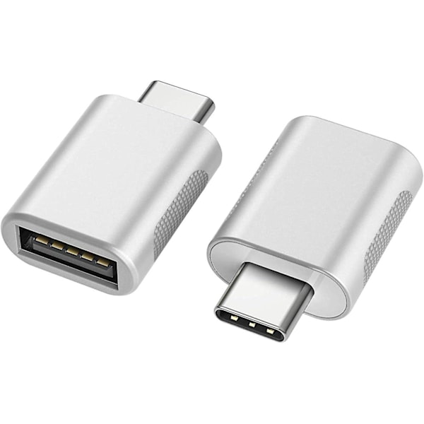 USB C till USB Adapter (2-pack), USB-C till USB 3.0 Adapter, USB Typ-C till USB Adapter (Silver)