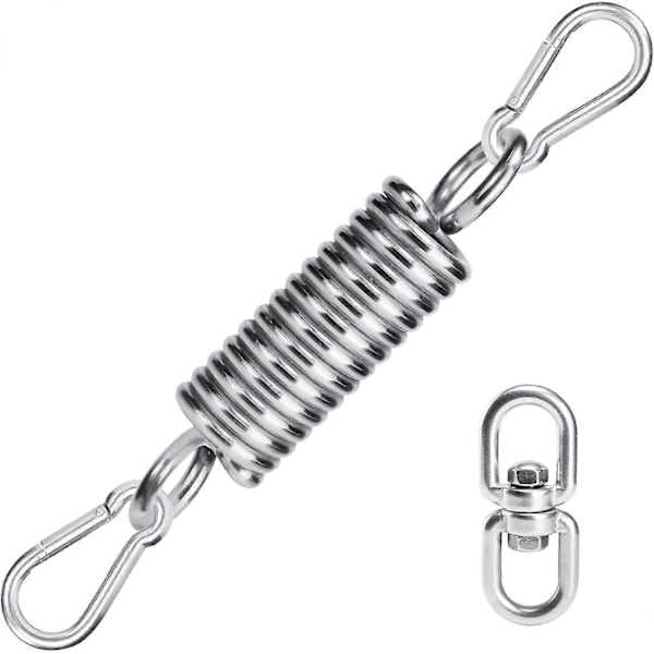 Fjäderupphängningskit 250KG Kapacitet, 2x M10 Karbinhakar, 1x Upphängningsfjäder och 1x 360 Roterbar ring, för Hängmatta Gungstol