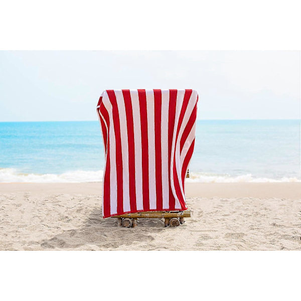 Strandhandduk 4-pack, Lättvikt, Rödrandig Snabbtorkande Handduk, Stor Strandhandduk 76x152 cm