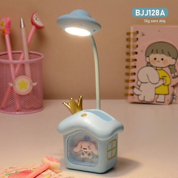 Skrivbordslampa för barn, uppladdningsbar skrivbordslampa med flexibel svanhals, söt nattlampa för barnrum, liten studielampa för studentrum, sovrum, pennhållare Des