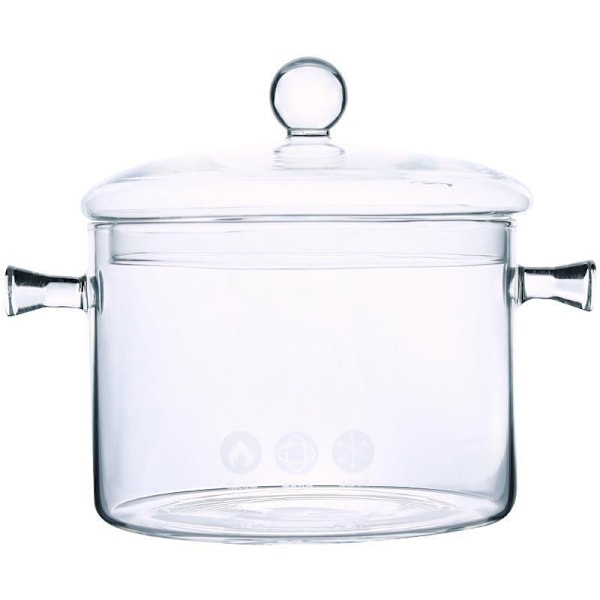 Glasgryta med lock, 1,5 l/50 oz värmebeständig glasgryta för spisen med lock, den bästa handgjorda glaskockset, spisvänlig för pasta
