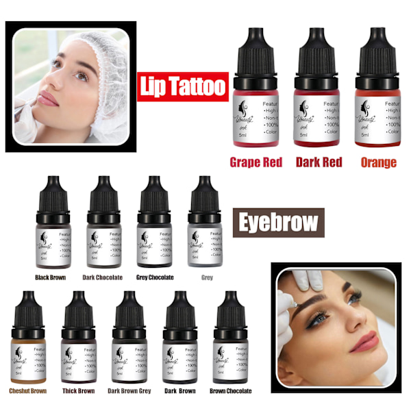 Ögonbrynsfärg Material 5ml Nybörjarövning Tatuering Färg Mjölk Lätt Färg Dimma Ögonbryn, Läpp Eyeliner Färg
